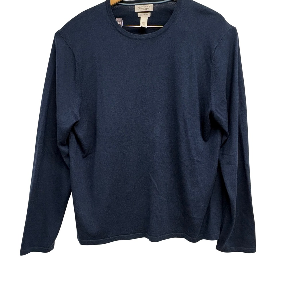 Banana Republic Mens XL Navy Blue Silk Cashmere Crewneck Sweater 525913-04